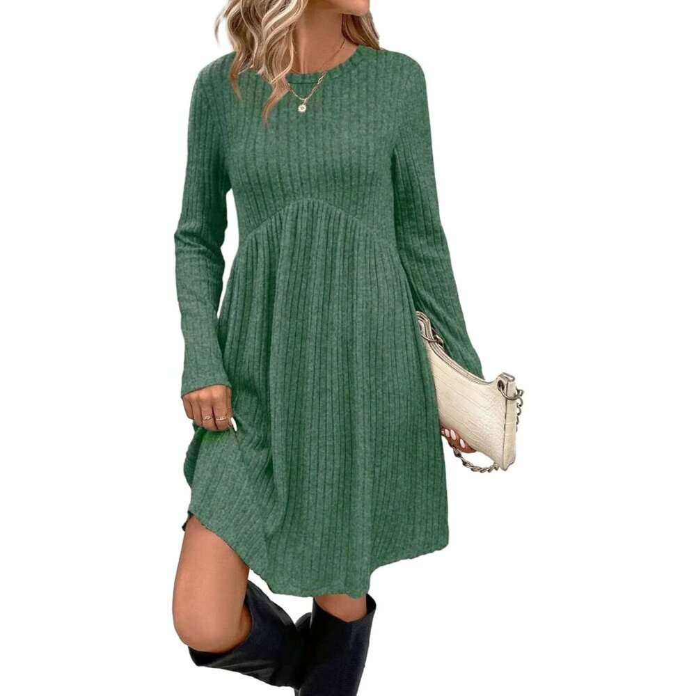 Womens Sweater Dress Rayon Spandex Long Sleeve Pockets Fall Casual